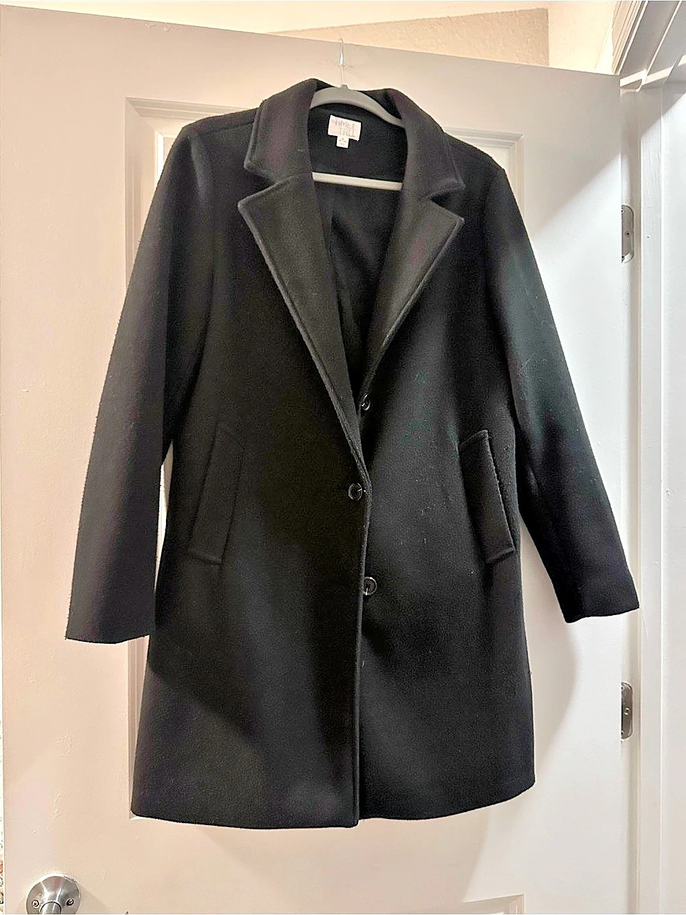 Time and Tru Women's Black Pea Coat Size Medium Like New